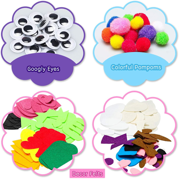 6 st Handdockstillverkningskit, Kreativt DIY Gör Dina Egna Pompoms Vicka Ögon Material Present till Flickor Pojkar (Djur)