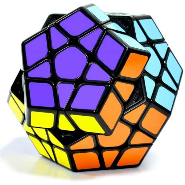 Magic Cube Megaminx Cube 3x3 Megamix Dodekahedron Hastighetsterning 3x3 Puslespill Leke svart