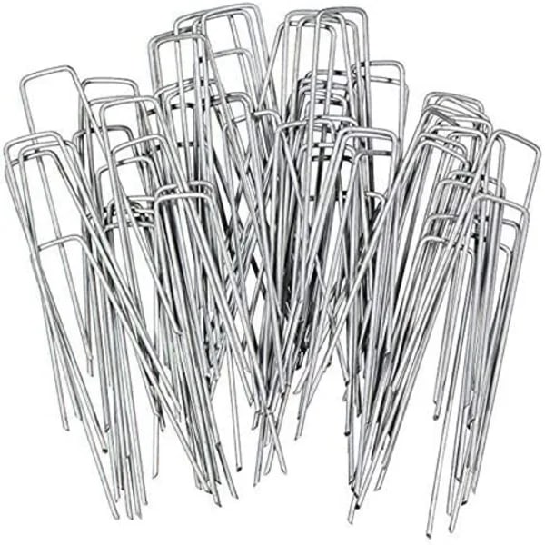 INF 100 st U-formade förankringspinnar för trädgård Silver