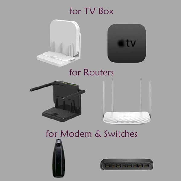 Vit) Universell väggmonterad TV-box/switch och hub/router/modem,,A
