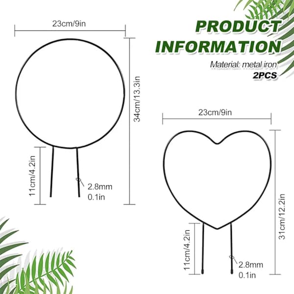 2-pack Metallväxtstöd för inomhusväxter, Metallstöd för klätterväxter, Växtstöd för krukväxter, A