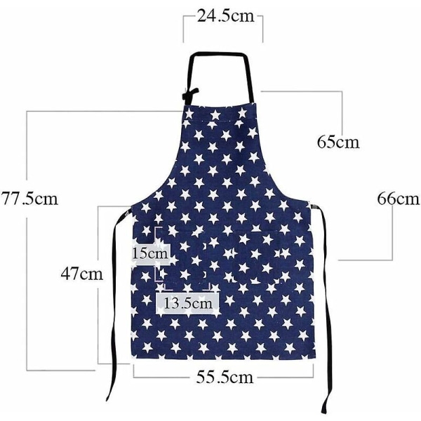 2 st förkläden stjärnförkläde med ficka justerbart köksförkläde matlagningsförkläde grillförkläde damförkläde för kvinnor kök arbete hushållsarbete marinblå