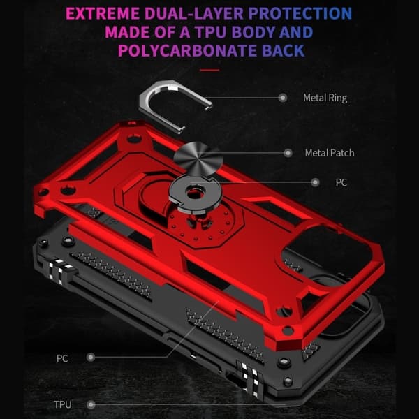 iPhone 14 Pro Cover Hybrid Armor Ring Rød