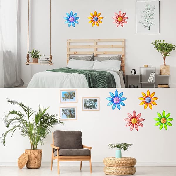 Metallblomma dekoration, 4-pack metallblomma vägg