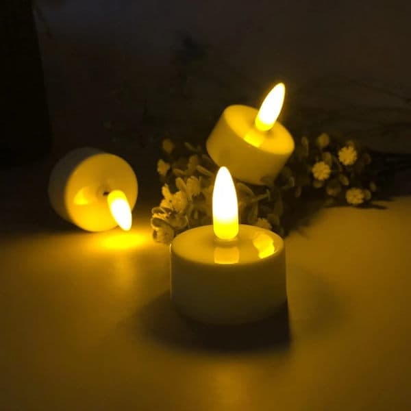 12-pakning - Telys - Oppladbare - LED-lys med kontroll og timer,A