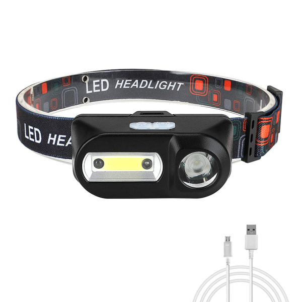 1 stk. sensor stærk lys pandelampe USB opladning LED udendørs