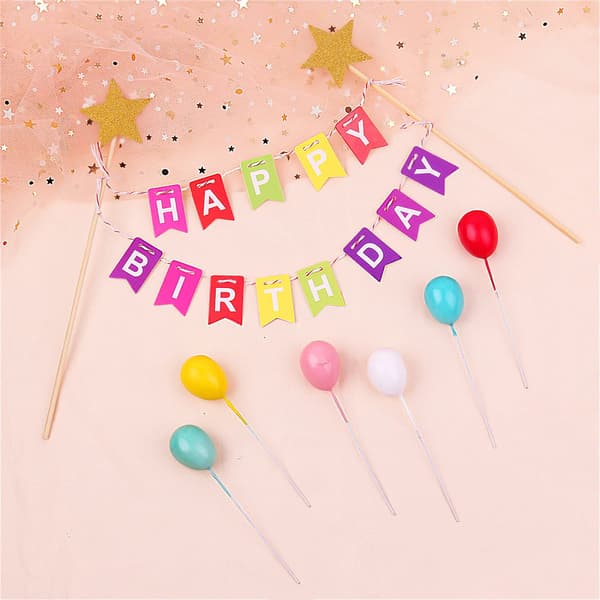 Kakepynt, 3D Regnbue Ballong Kaketopper, Cupcake