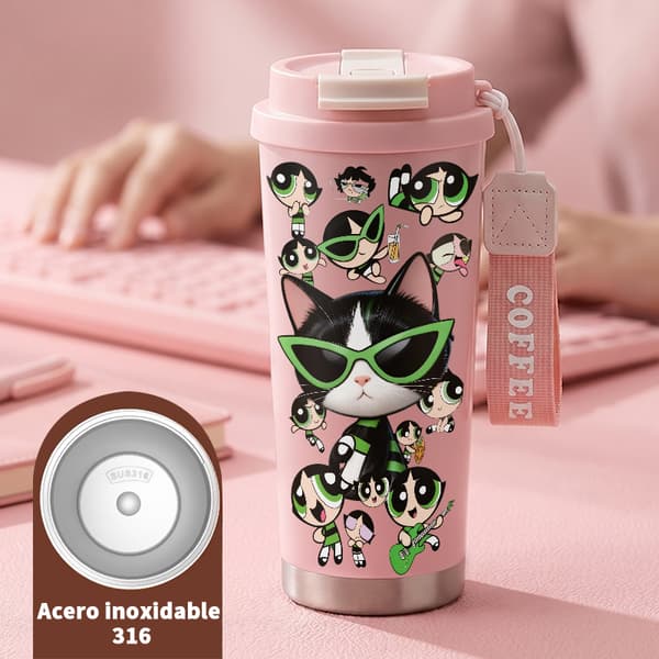 Termokaffekrus 500 ml rustfrit stål minimalistisk design Pink