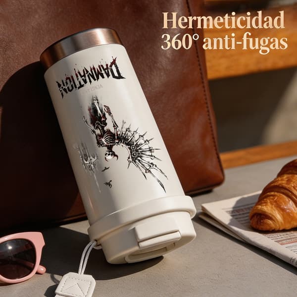 Kaffetermos 500ml Rostfritt Stål Geometrisk Design, Isolerad kaffemugg, läckagesäker resemugg med lock Black