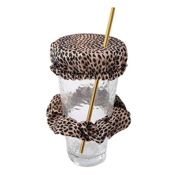 Juoman Suojus Scrunchie - Uudelleenkäytettävä Juoman Piikityksen Estävä Scrunchie Kuten Nähty Shark Tankissa Leopard print 1