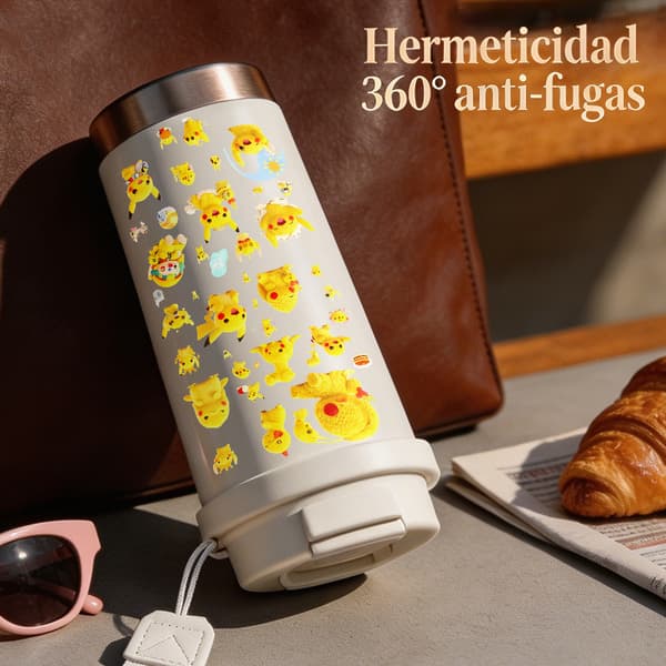 Kaffetermos 500ml Rostfritt Stål Festlig Design, Isolerad kaffemugg, läckagesäker resemugg med lock White