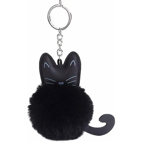 Mjuk och fluffig kattnyckelring,