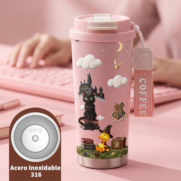 Termisk kaffekopp 500 ml for daglig bruk Dyredesign Pink