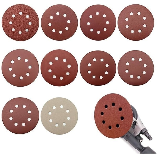 100 st slippapper 125 mm slippapper 80/180/240/400/800/1000/1200/1500/2000 korn för slumpmässiga slipmaskiner Perfekt för