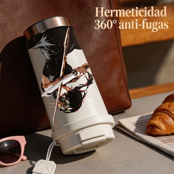 Termisk kaffemugg 500ml rostfritt stål festlig design, isolerad kaffemugg, läckagesäker resemugg med lock White