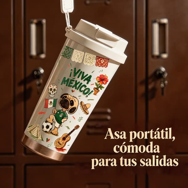 Kaffetermos 500ml Rostfritt Stål Anime Design, Isolerad kaffemugg, läckagesäker resemugg med lock White