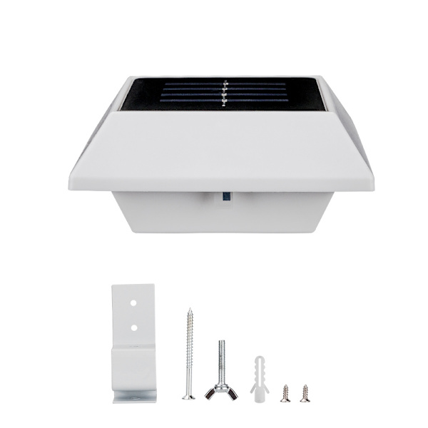 1 stk. 4LED Solcelle Kvadratisk Udendørs Havelys Sensorlys