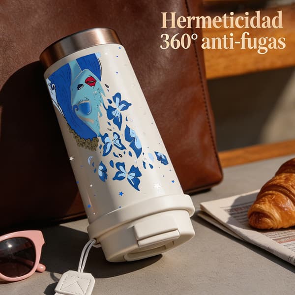 Kaffetermos 500ml Rostfritt Stål Modern Design, Isolerad kaffemugg, läckagesäker resemugg med lock White