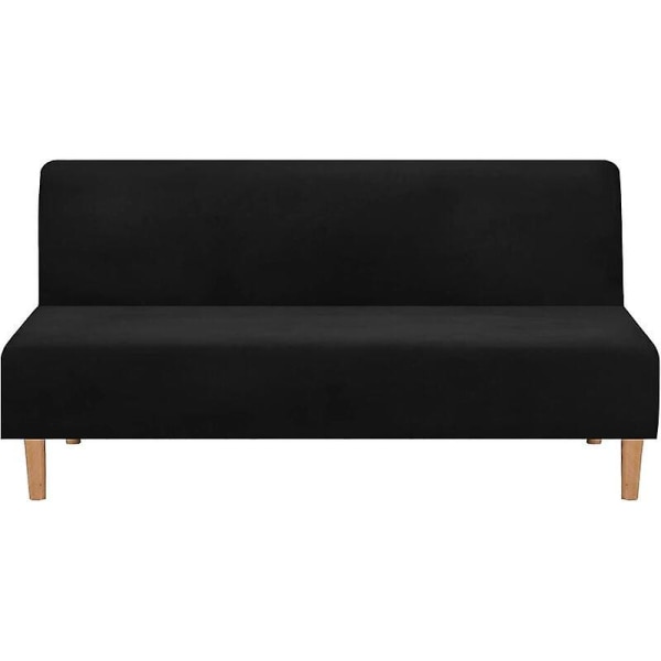 Armløs Sofa Bed Betræk Stretch Fløjl Tyk Blød Komfortabel Sofa Bed Betræk Sammenklappelig Sofa Bed (Tyk Fløjl Sort)