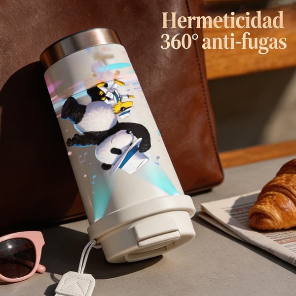 Kaffetermos 500ml Rustfritt Stål Grafisk Design White