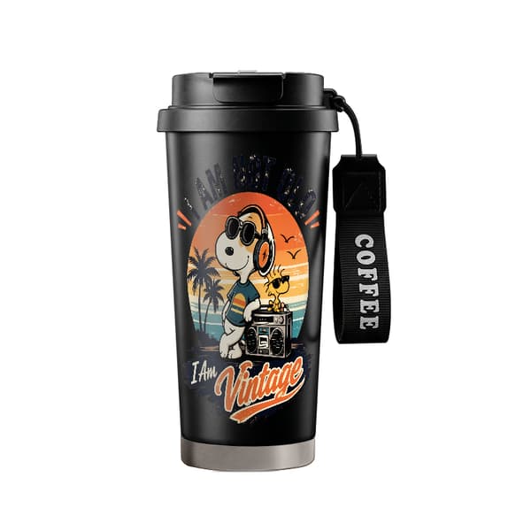 Kaffetermokande 500 ml rustfrit stål geometrisk design Black
