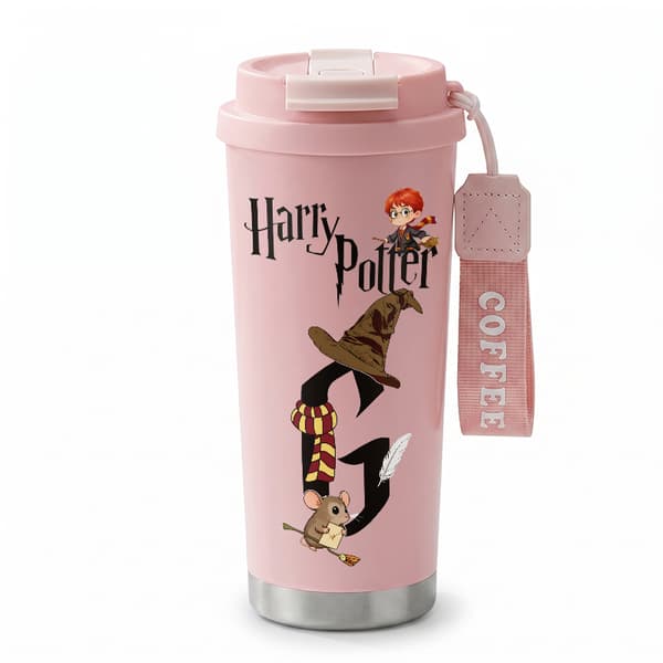 Termokopp 500 ml rustfritt stål kunstnerisk design Pink