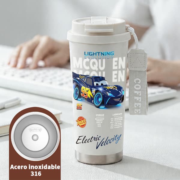 Termisk kaffekopp 500ml 316 rustfritt stål blomsterdesign White