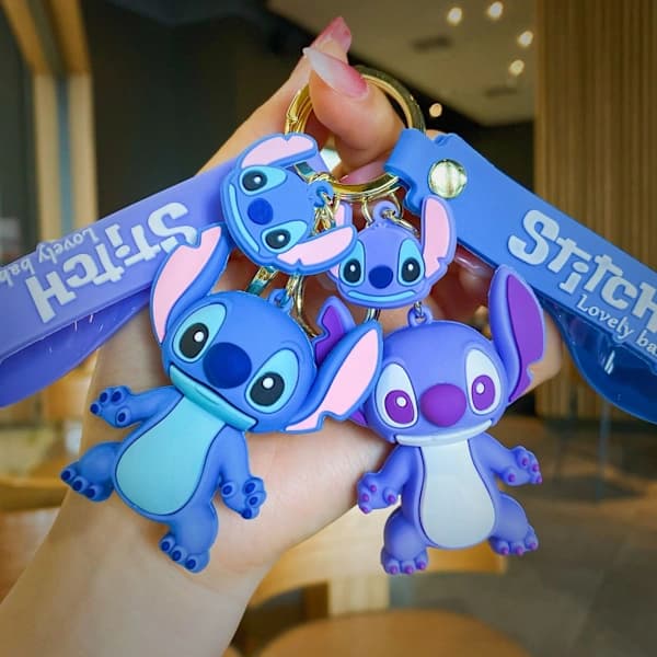 Anime Disney Stitch Nøglering e Dukke Nøglering Mode Par Taske Blå, A