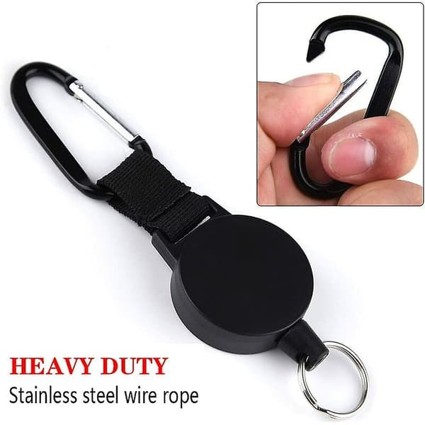 2-pack Retractable Nyckelring ID-korthållare med Stålkabel 65 cm