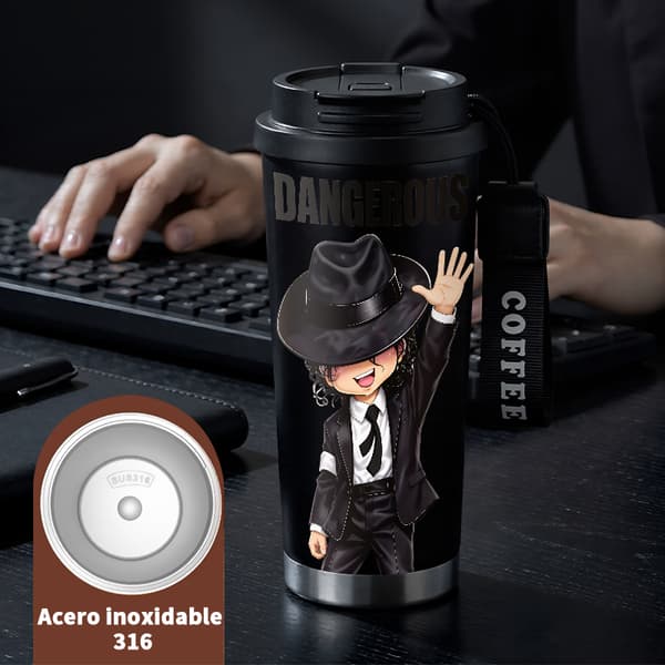 Kaffetermokande 500ml Rustfrit Stål Tegneserie Design Black