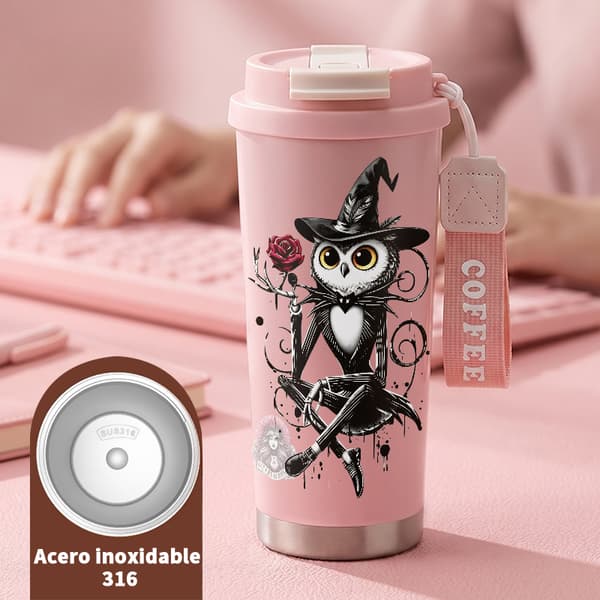 Kaffetermos 500ml 316 Rustfritt Stål Militær Design Pink