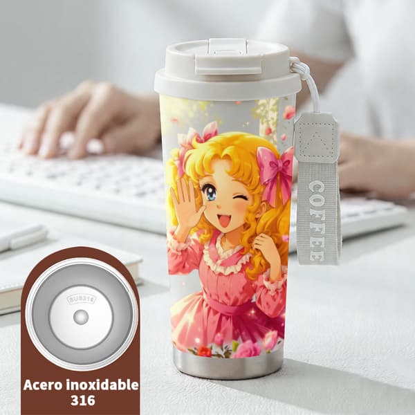 Kaffe Termokande 500ml Rustfrit Stål Sødt Design White