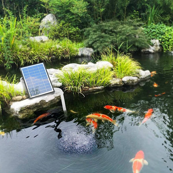 Solcellsdriven luftpump för fiskedammar