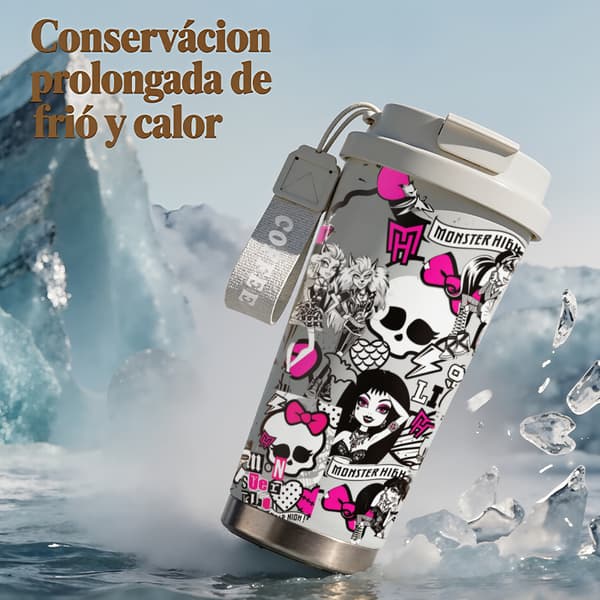 Kaffetermos 500ml Rostfritt Stål Tecknad Design, Isolerad kaffemugg, läckagesäker resemugg med lock White