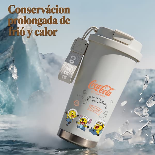 Termisk kaffekopp 500ml 316 rustfritt stål blomsterdesign White
