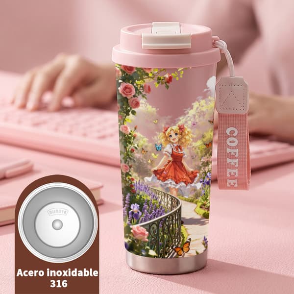 Termokaffekrus 500 ml 316 Rustfrit Stål Farverigt Design Pink