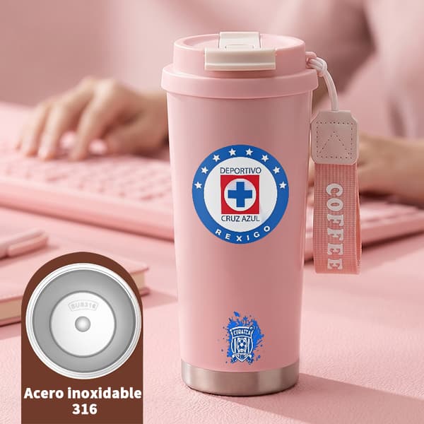 Kaffetermos 500ml Rustfritt Stål Retro Design Pink