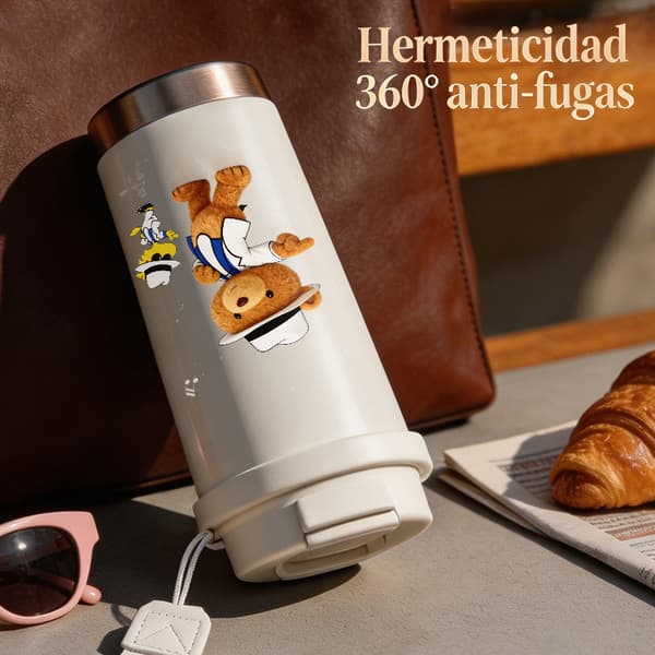 Termokopp 500ml 316 Rustfritt Stål Tegneseriedesign White