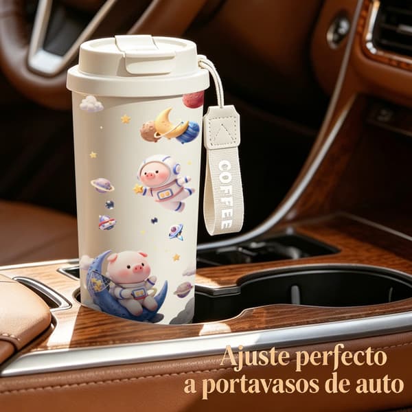 Bärbar kaffetermos 500 ml rostfritt stål retrodesign, isolerad kaffemugg, läckagesäker resemugg med lock White