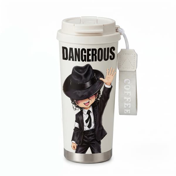 Kahvitermos 500ml Ruostumaton Teräs Sarjakuva Design White