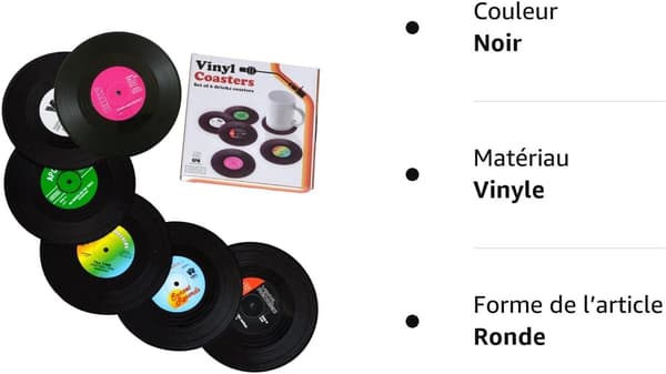 Set med 6 Retro Vinyl Skiva Hårda Underlägg - Servera Kaffe