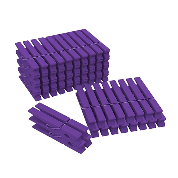50 st Trä Klädnypor Fotoklämmor Starkt Grepp Kompakt Storlek Portabla Kraftiga Hantverk Konst Bildklämmor Färgglada Klädnypor Jikaix Purple