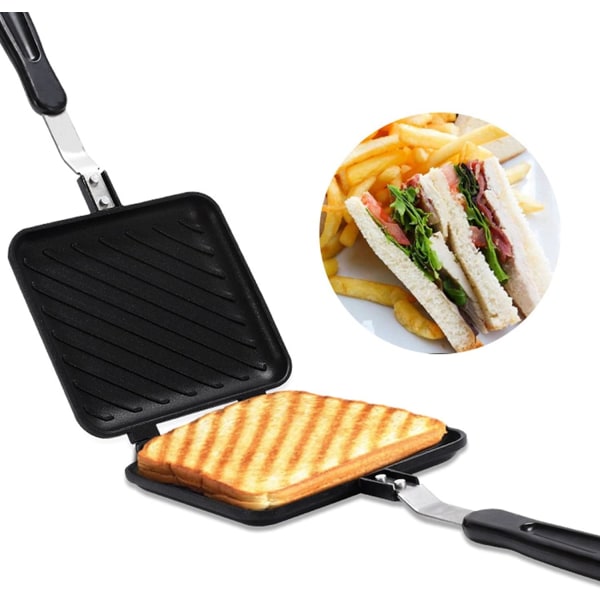 1 varm sandwich-maker, dobbeltsidet non-stick grill, stegepande,