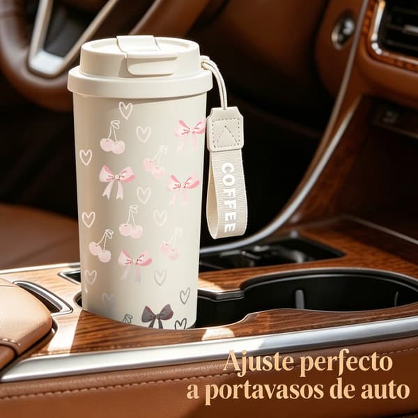 Kaffetermos 500ml 316 Rostfritt Stål Halloween Design, Isolerad kaffemugg, läckagesäker resemugg med lock White