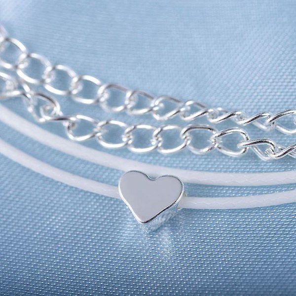 Boho kerroksittain nilkkakorut hopea rakkaus nilkkaketjut ketju sydän ranta jalka lisävaruste korut naisille ja tytöille