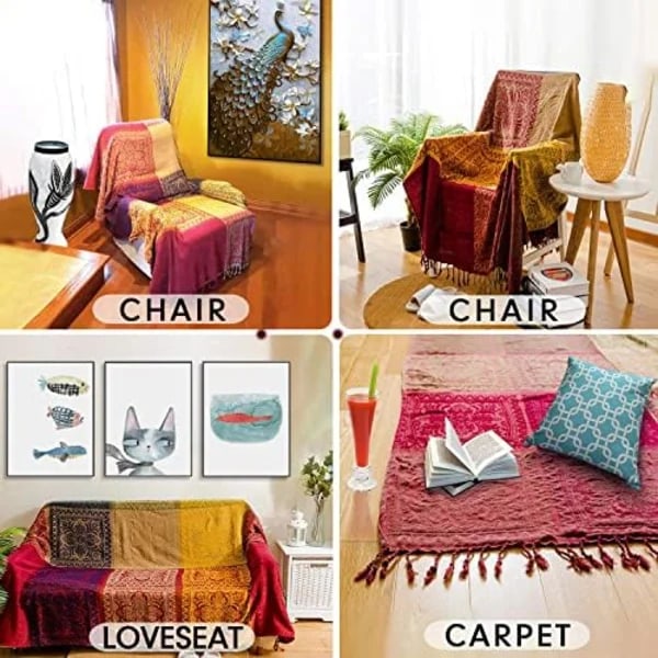 150cmx190cm Bohemisk Tribal Pläd, Vändbar Färgglad Röd Blå Boho Hippie Chenille Jacquard Tyg Pläd