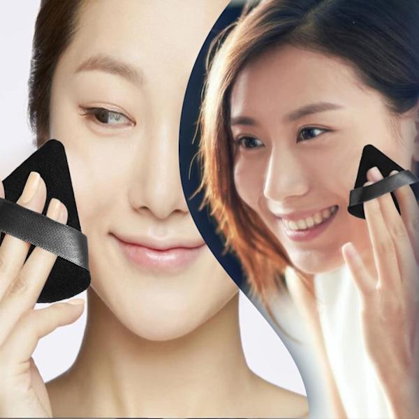 2 pudderpuder, trekantede makeup-puder til ansigtet, velegnet til