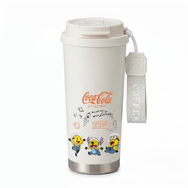 Termisk kaffekopp 500ml 316 rustfritt stål blomsterdesign White