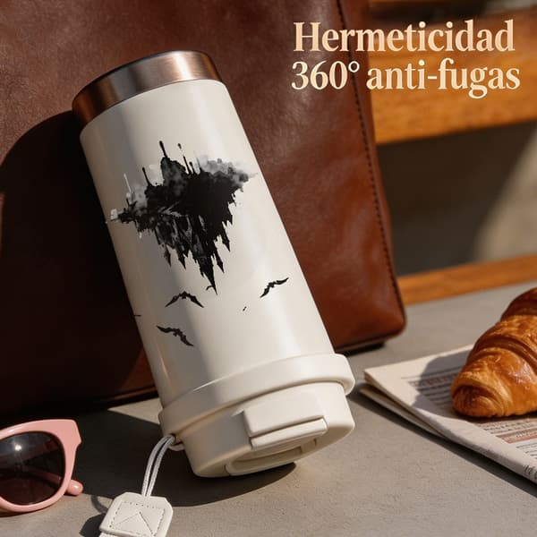 Kaffetermos 500ml 316 Rostfritt Stål Modern Design, Isolerad kaffemugg, läckagesäker resemugg med lock Black