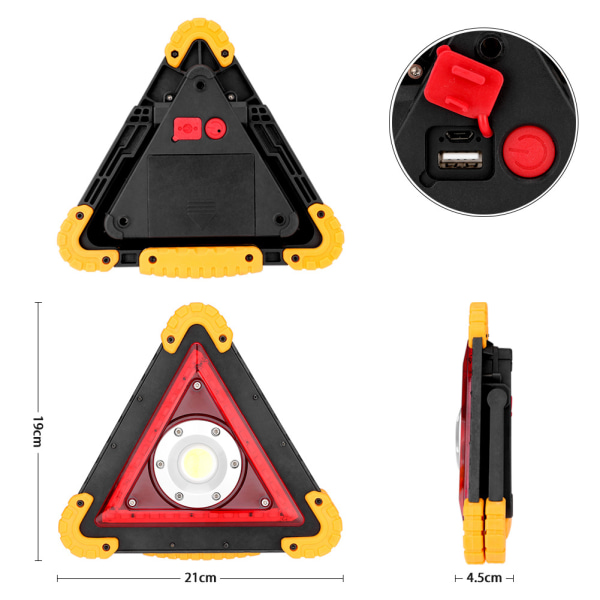 1 piece multifunctional triangle COB work light car emergency